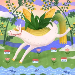 Autumn is riding on a horseback