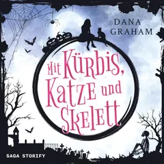 Mit Kürbis, Katze und Skelett
