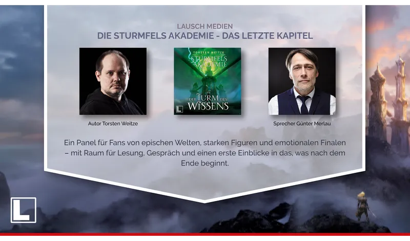 Torsten Weitze und Günter Merlau lesen und sprechen über das Finale von Die Sturmfels Akademie.